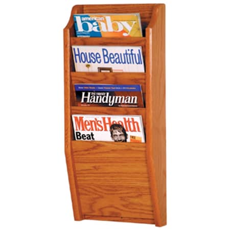 Wooden Mallet Cascade 4 Pocket Magazine Rack in Medium Oak WO599423
